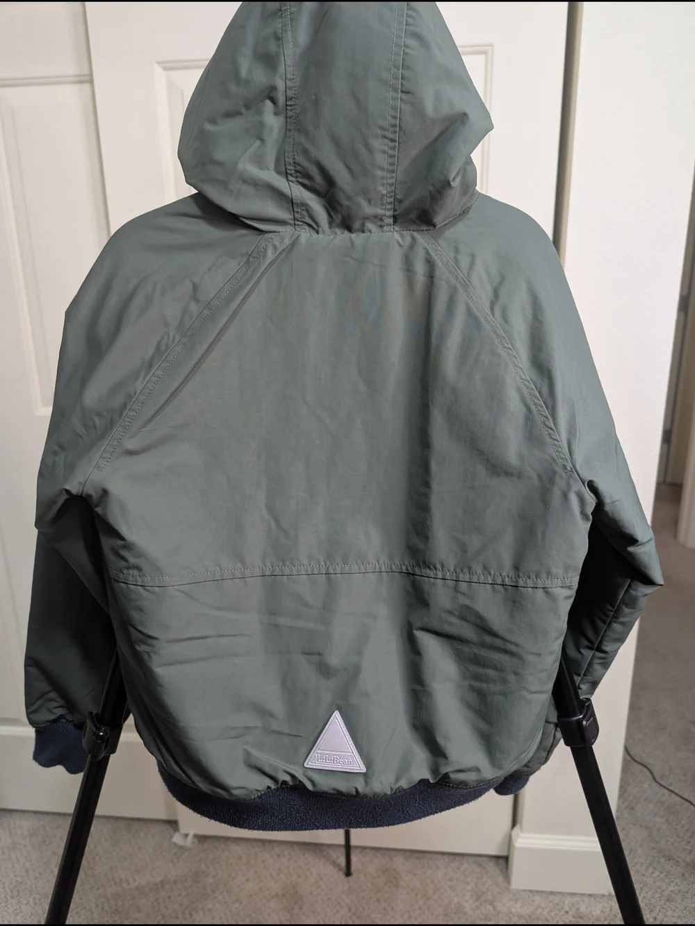 L.L. Bean Youth Hooded Bomber Jacket Forest Green Size 8 Excellent Condition
